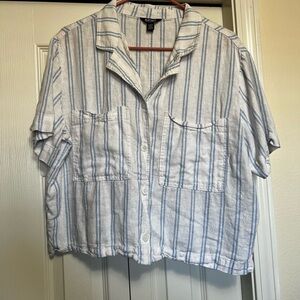 Buffalo David Bitton Blue and White Striped Shirt